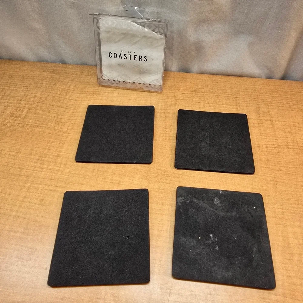 Hawaiian 4 pack Coasters VTG Coconut, Pineapple, Garry‎ Palm Poster Girl